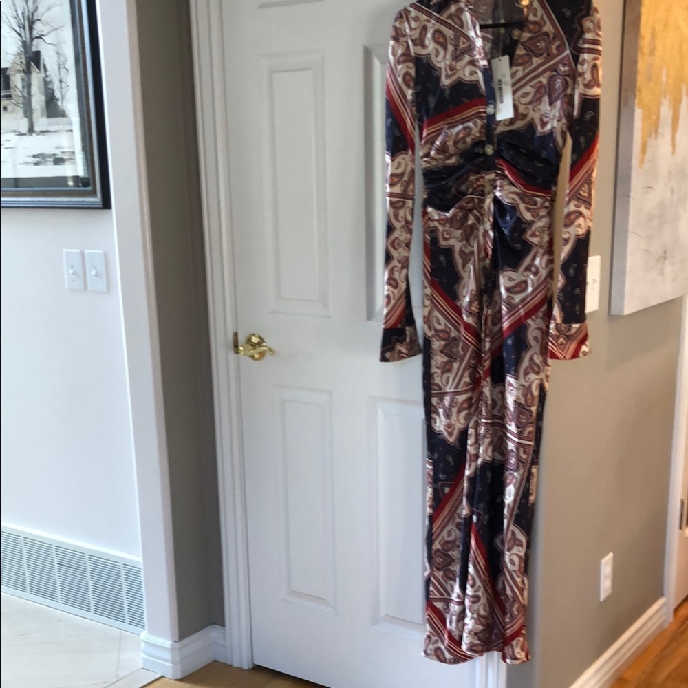 Multicolor Paisley Long Sleeve Dress